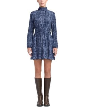 10 Crosby Derek Lam Zaylen Long-sleeve Floral Fit & Flare Mini Dress - Blue