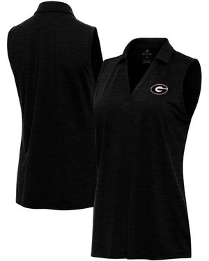 Antigua Georgia Bulldogs Layout Sleeveless V-neck Polo Shirt - Black