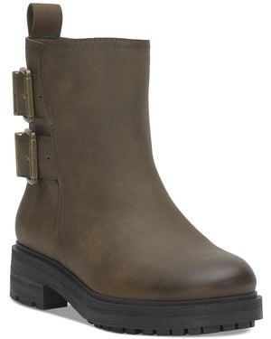 Lucky Brand Luck Brand Candre Double Buckle Moto Lug Sole Booties - Brown