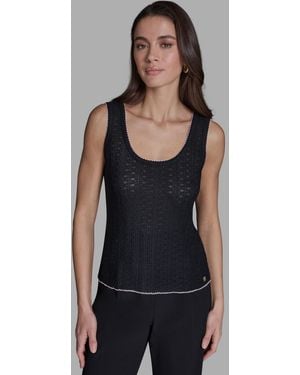 BCBGMAXAZRIA Scoop Neck Sleeveless Knit Tank Top - Black