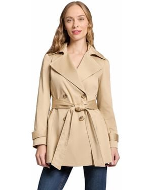 Jones New York Trench Double Breasted Collared Coat - Natural