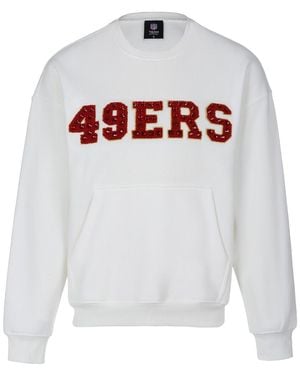 Cuce San Francisco 49ers Chenille Jeweled Sweatshirt - White