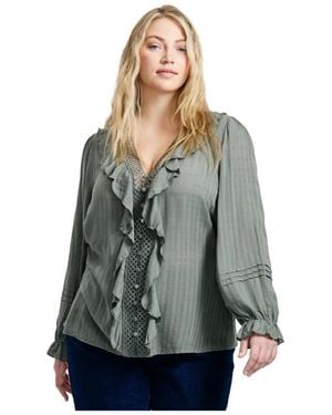 Avenue Plus Size Ruffle Love Shirt - Gray