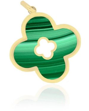 The Lovery Malachite Clover Cut Out Charm 14k Gold - Green