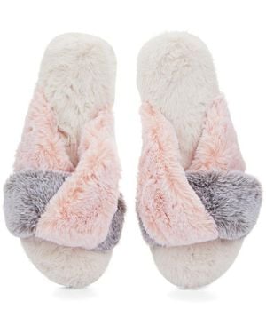 Memoi Rita Plush Slippers - White