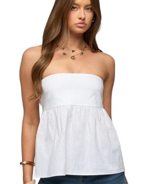 Edikted Linen Look Strapless Babydoll Top - White