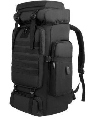 Piscifun 80l Tactical Hiking Backpack Durable Molle Webbing Usb Charging Port Outdoor Travel Gear - Black