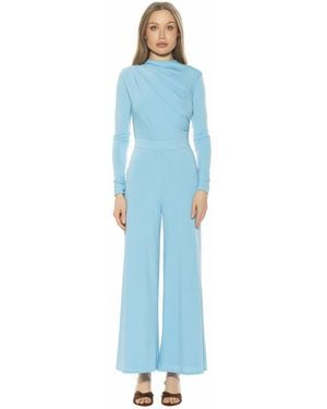 Alexia Admor Yael Long Sleeve Ruched Top Jumpsuit - Blue