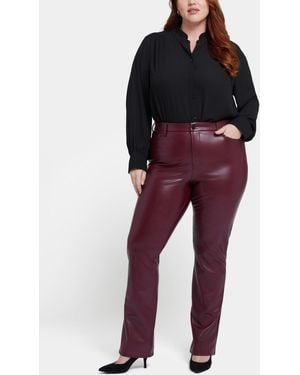 NYDJ Plus Size Artificial Leather Marilyn Straight Pants - Red