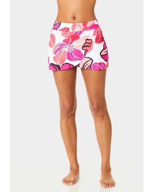 Anne Cole Tulip Drape Printed Swim Skirt - Pink