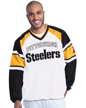 Starter Pittsburgh Steelers Infield Play Raglan-sleeve V-neck Sweatshirt - Blue