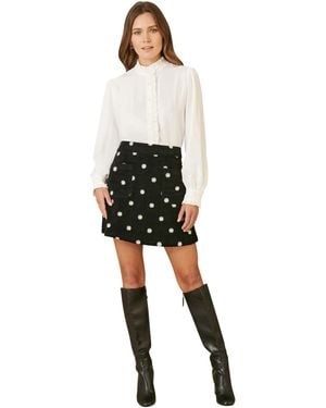 Yumi' Frill High Neck Shirt - White