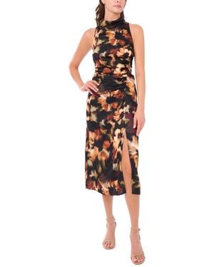 Parker Mock Neck Side Ruched Dress - Multicolor