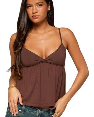 Edikted Belen Lacey Babydoll Top - Brown