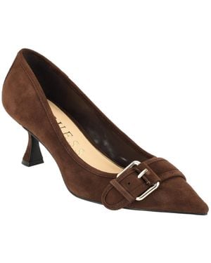 Guess Andey Buckle Sculpted Kitten Heel Pumps - Brown