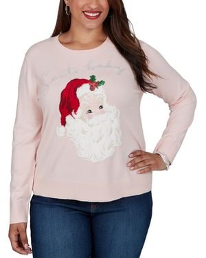 Ruby Rd. Plus Size Holiday Santa Graphic Crewneck Sweater - Natural