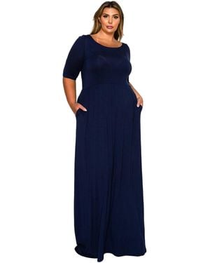 L I V D Plus Size Eva Pocket Maxi Dress - Blue