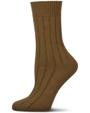 Memoi Neutral Ribbed Knit Essential Boot Socks - Green