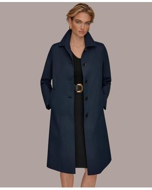 Donna Karan Balmacaan Shirt Collar Coat - Blue
