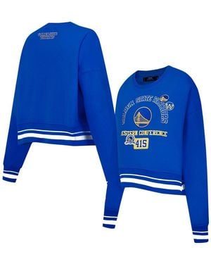 Pro Standard Golden State Warriors Area Code Cropped Pullover Sweatshirt - Blue