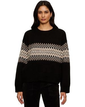 Sanctuary Petite Argyle Oversized Crewneck Pullover Sweater - Black