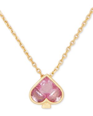 Kate Spade Gold-tone Cubic Zirconia Spade Mini Pendant Necklace - Pink