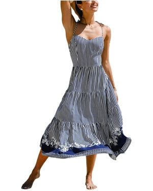 CUPSHE Keep It Fun Striped Maxi Beach Dress - Blue