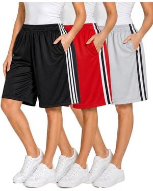 Jump Start Loose Fit Moisture-wicking Performance Shorts-3 Pack - Red
