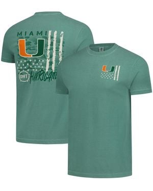 Image One Miami Hurricanes Comfort Colors Oht Camo Overlay Crewneck Classic Fit T-shirt - Green