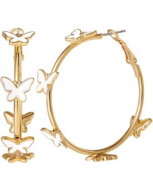 Jessica Simpson Butterfly Hoop Earrings - Metallic