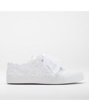 Forever & Always Shoes Belle Floral Lace Bridal Sneakers - White