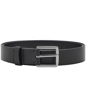 Mango Buckle Leather Belt - Black