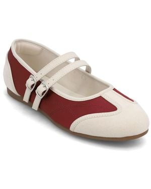 MIA Sorelle Double Strap Faux Suede Flats - Pink