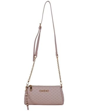 Bebe Adela Monogram Baguette Crossbody Bag - Natural