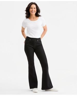 Style & Co. Shaping Pull-on Flare Jeans - White