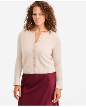 On 34th 100% Cashmere Cropped Brushed Shrunken Cardigan - Red