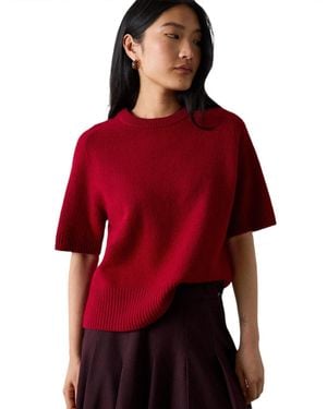 Whistles Wool Short Sleeve Knitted Sweater - Red