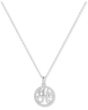 Giani Bernini Cubic Zirconia Filigree Initial H Monogram 18" Pendant Necklace - White