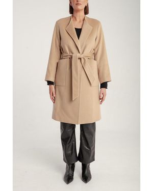 1982 Cashmere Belted Lapel Coat - Natural