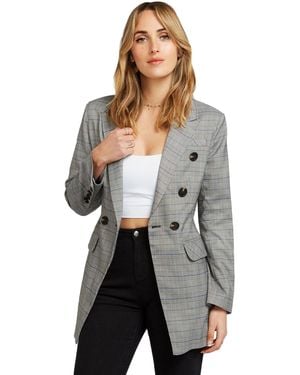Belle & Bloom Too Cool For Work Plaid Blazer - Gray