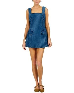 Line & Dot Monah Square Neck Mini Dress - Blue