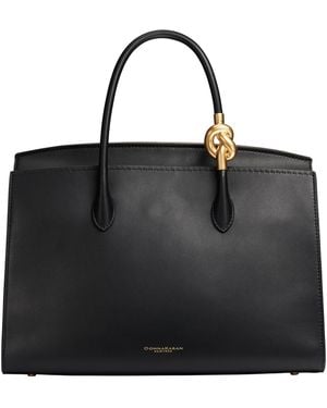 Donna Karan Loden Leather Large Satchel Handbag - Black