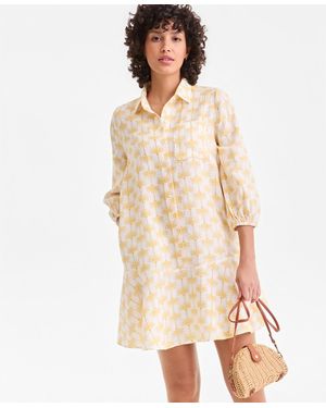Charter Club Petite 3/4-sleeve Mini Shirt Dress in Blue | Lyst