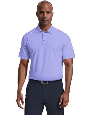 PGA TOUR Micro Geometric Print Short-sleeve Golf Polo Shirt - Blue