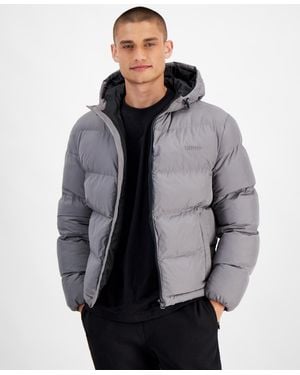BOSS Hugo By Beazly2436 Slim-fit Quilted Full-zip Hooded Puffer Jacket - Gray