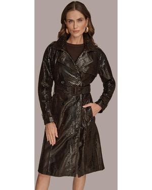 Donna Karan Double Breasted Belted Trench Coat - Brown