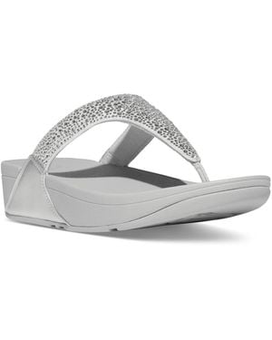 Fitflop Lulu Crystal Mix Toe-post Wedge Sandals - White
