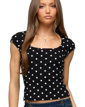 Edikted Mookie Square Neck Polka Dot Top - Black