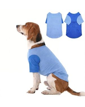 Aronkl 2 Pack Breathable Cotton Spandex Dog T-shirts - Blue