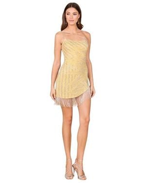 Lara One Shoulder Fringe Short Dress. - White